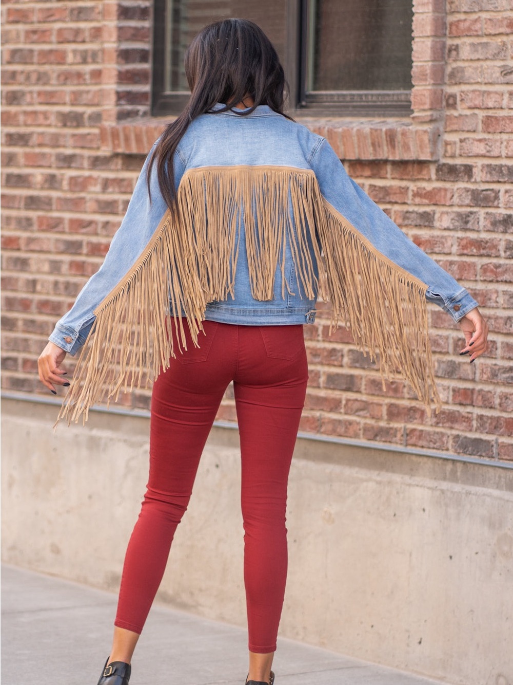 NWT SO FUN - FRINGE DENIM JACKET